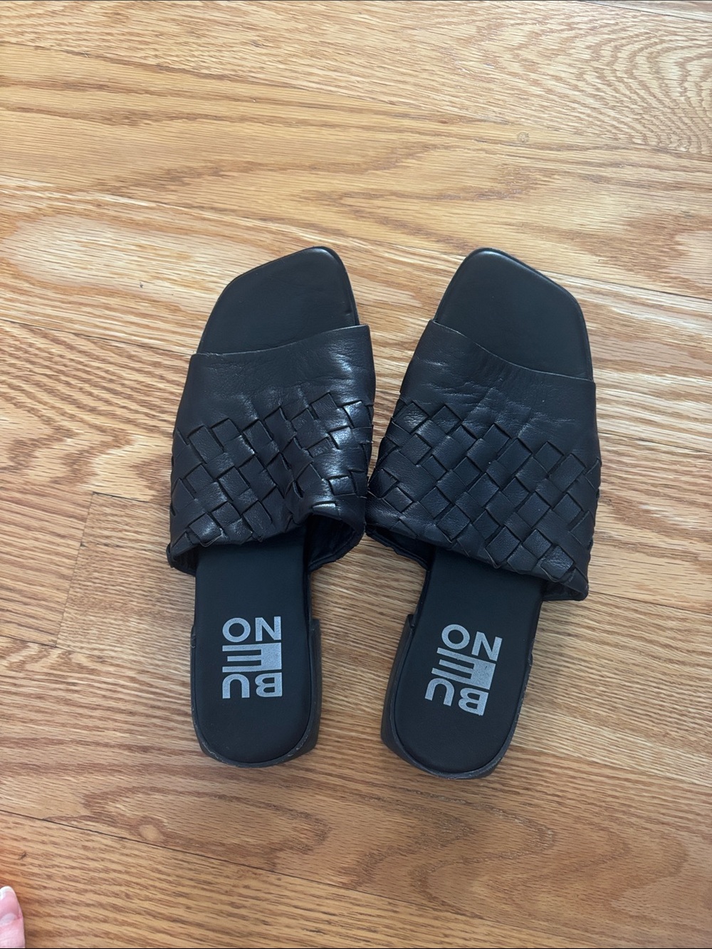 Bueno Black Woven Slide Sandals - Women's